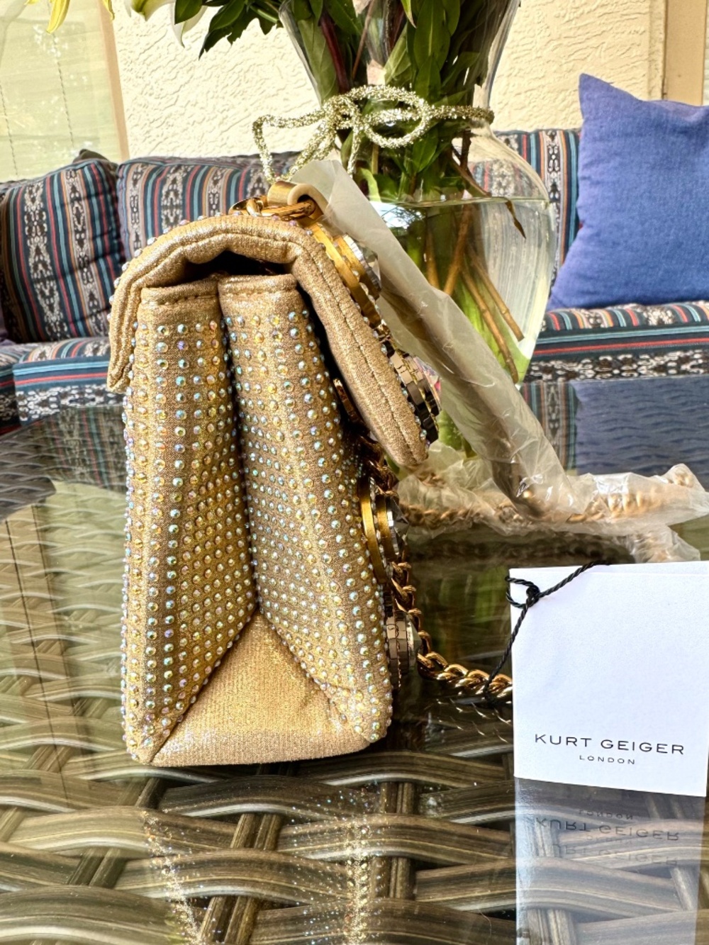 NWT Kurt Geiger Gold Gem Kensington Medium Bag - Gorgeous - Picture 4 of 8